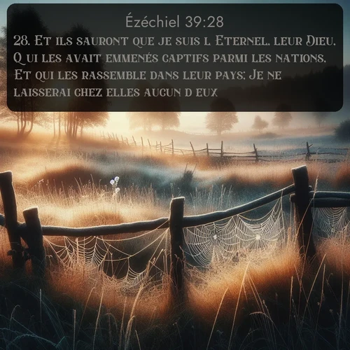 Segond Ézéchiel  ; image nature: image avec le verset biblique :Et ils sauront que je suis l&#039;Eternel, leur Dieu, Qui les avait emmenés captifs parmi les nations, Et qui les rassemble dans leur pays; Je ne laisserai chez elles aucun d&#039;eux, ;  ; 39:28