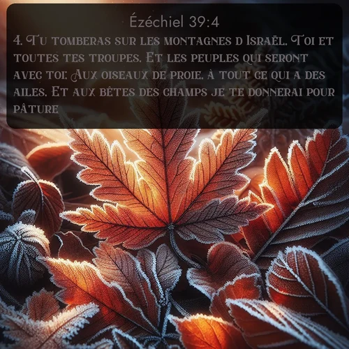 Segond Ézéchiel  ; image nature: image avec le verset biblique :Tu tomberas sur les montagnes d&#039;Israël, Toi et toutes tes troupes, Et les peuples qui seront avec toi; Aux oiseaux de proie, à tout ce qui a des ailes, Et aux bêtes des champs je te donnerai pour pâture. ;  ; 39:4