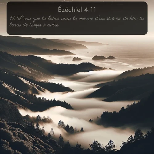 Segond Ézéchiel  ; image nature: image avec le verset biblique :L&#039;eau que tu boiras aura la mesure d&#039;un sixième de hin; tu boiras de temps à autre. ;  ; 4:11