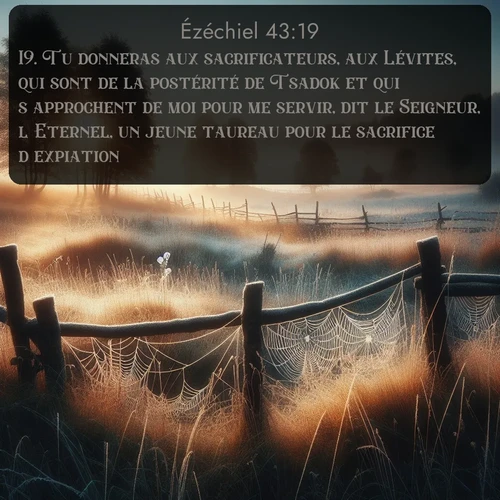 Segond Ézéchiel  ; image nature: image avec le verset biblique :Tu donneras aux sacrificateurs, aux Lévites, qui sont de la postérité de Tsadok et qui s&#039;approchent de moi pour me servir, dit le Seigneur, l&#039;Eternel, un jeune taureau pour le sacrifice d&#039;expiation. ;  ; 43:19