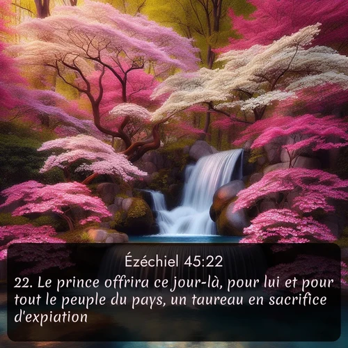 Segond Ézéchiel  ; image nature: image avec le verset biblique :Le prince offrira ce jour-là, pour lui et pour tout le peuple du pays, un taureau en sacrifice d&#039;expiation. ;  ; 45:22