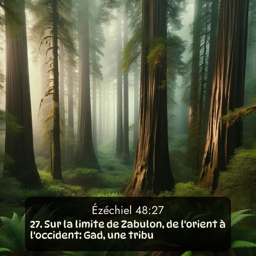 Segond Ézéchiel  ; image nature: image avec le verset biblique :Sur la limite de Zabulon, de l&#039;orient à l&#039;occident: Gad, une tribu. ;  ; 48:27