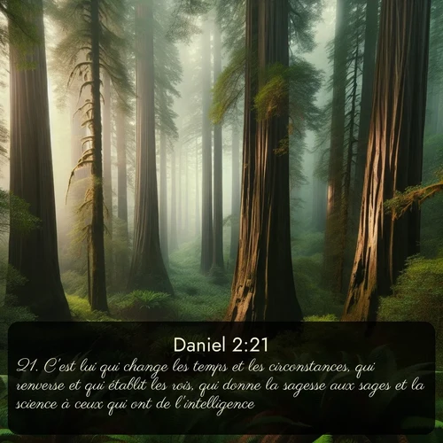 Segond Daniel  ; image nature: image avec le verset biblique :C&#039;est lui qui change les temps et les circonstances, qui renverse et qui établit les rois, qui donne la sagesse aux sages et la science à ceux qui ont de l&#039;intelligence. ;  ; 2:21