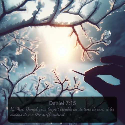 Segond Daniel  ; image nature: image avec le verset biblique :Moi, Daniel, j&#039;eus l&#039;esprit troublé au dedans de moi, et les visions de ma tête m&#039;effrayèrent. ;  ; 7:15