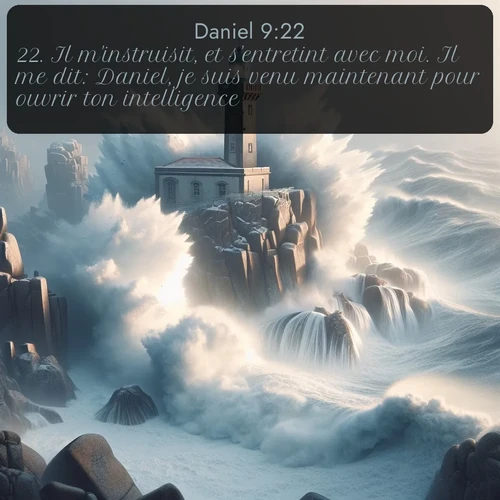 Segond Daniel  ; image nature: image avec le verset biblique :Il m&#039;instruisit, et s&#039;entretint avec moi. Il me dit: Daniel, je suis venu maintenant pour ouvrir ton intelligence. ;  ; 9:22