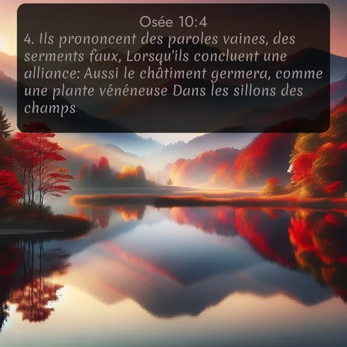 Segond Osée  ; image nature: image avec le verset biblique :Ils prononcent des paroles vaines, des serments faux, Lorsqu&#039;ils concluent une alliance: Aussi le châtiment germera, comme une plante vénéneuse Dans les sillons des champs. ;  ; 10:4