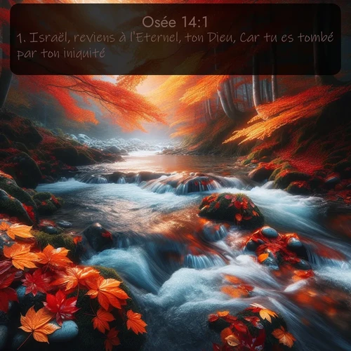 Segond Osée  ; image nature: image avec le verset biblique :Israël, reviens à l&#039;Eternel, ton Dieu, Car tu es tombé par ton iniquité. ;  ; 14:1
