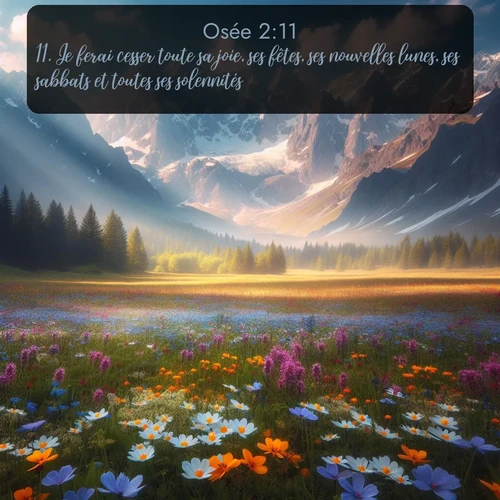 Segond Osée  ; image nature: image avec le verset biblique :Je ferai cesser toute sa joie, ses fêtes, ses nouvelles lunes, ses sabbats et toutes ses solennités. ;  ; 2:11