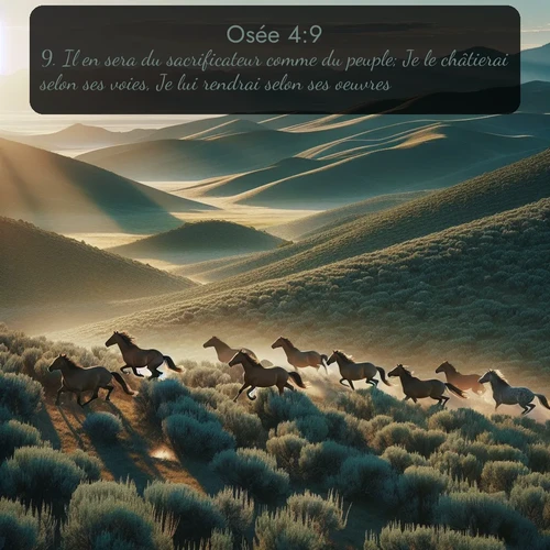 Segond Osée  ; image nature: image avec le verset biblique :Il en sera du sacrificateur comme du peuple; Je le châtierai selon ses voies, Je lui rendrai selon ses oeuvres. ;  ; 4:9