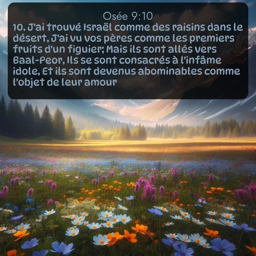 Segond Osée  ; image nature: image avec le verset biblique :J&#039;ai trouvé Israël comme des raisins dans le désert, J&#039;ai vu vos pères comme les premiers fruits d&#039;un figuier; Mais ils sont allés vers Baal-Peor, Ils se sont consacrés à l&#039;infâme idole, Et ils sont devenus abominables comme l&#039;objet de leur amour. ;  ; 9:10
