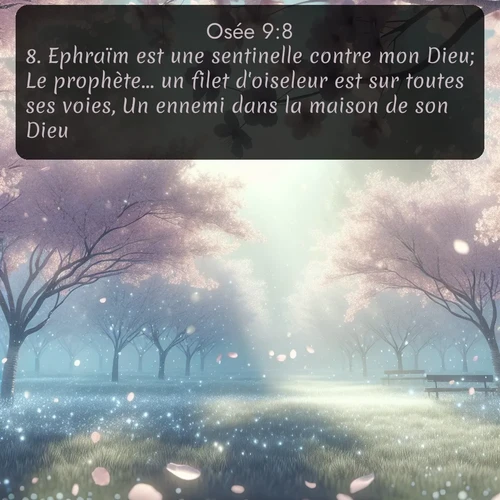 Segond Osée  ; image nature: image avec le verset biblique :Ephraïm est une sentinelle contre mon Dieu; Le prophète... un filet d&#039;oiseleur est sur toutes ses voies, Un ennemi dans la maison de son Dieu. ;  ; 9:8