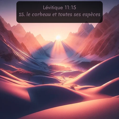 Segond Lévitique  ; image nature: image avec le verset biblique :le corbeau et toutes ses espèces; ;  ; 11:15