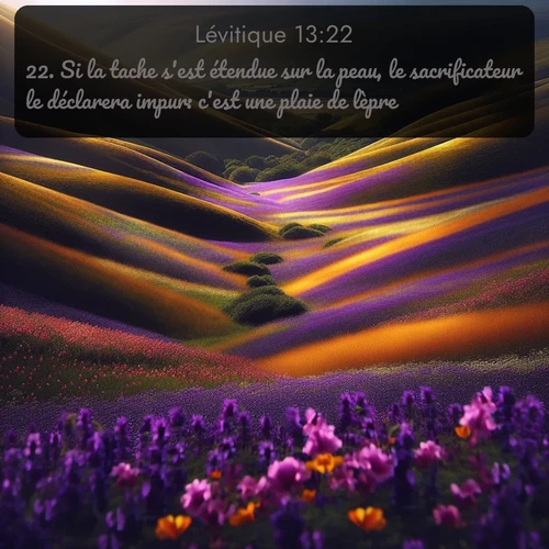 Segond Lévitique  ; image nature: image avec le verset biblique :Si la tache s&#039;est étendue sur la peau, le sacrificateur le déclarera impur: c&#039;est une plaie de lèpre. ;  ; 13:22