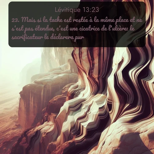 Segond Lévitique  ; image nature: image avec le verset biblique :Mais si la tache est restée à la même place et ne s&#039;est pas étendue, c&#039;est une cicatrice de l&#039;ulcère: le sacrificateur le déclarera pur. ;  ; 13:23