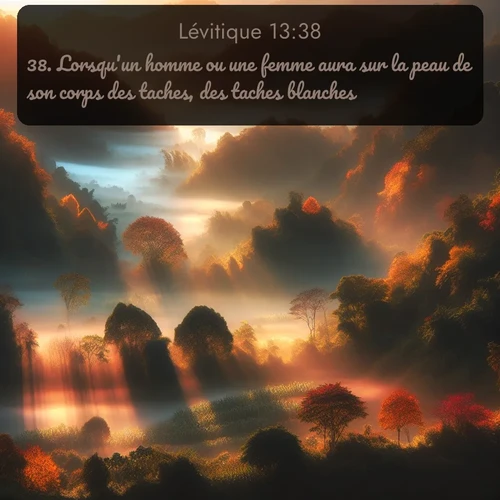 Segond Lévitique  ; image nature: image avec le verset biblique :Lorsqu&#039;un homme ou une femme aura sur la peau de son corps des taches, des taches blanches, ;  ; 13:38