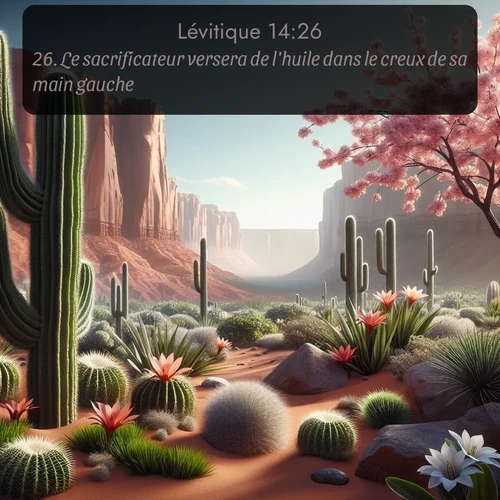 Segond Lévitique  ; image nature: image avec le verset biblique :Le sacrificateur versera de l&#039;huile dans le creux de sa main gauche. ;  ; 14:26