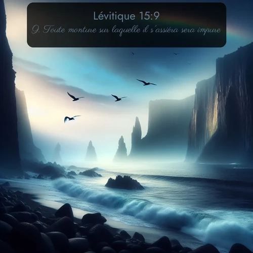 Segond Lévitique  ; image nature: image avec le verset biblique :Toute monture sur laquelle il s&#039;assiéra sera impure. ;  ; 15:9