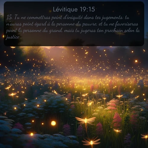 Segond Lévitique  ; image nature: image avec le verset biblique :Tu ne commettras point d&#039;iniquité dans tes jugements: tu n&#039;auras point égard à la personne du pauvre, et tu ne favoriseras point la personne du grand, mais tu jugeras ton prochain selon la justice. ;  ; 19:15