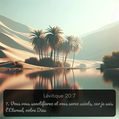 Segond Lévitique  ; image nature: image avec le verset biblique :Vous vous sanctifierez et vous serez saints, car je suis l&#039;Eternel, votre Dieu. ;  ; 20:7