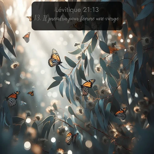 Segond Lévitique  ; image nature: image avec le verset biblique :Il prendra pour femme une vierge. ;  ; 21:13