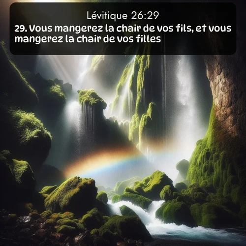 Segond Lévitique  ; image nature: image avec le verset biblique :Vous mangerez la chair de vos fils, et vous mangerez la chair de vos filles. ;  ; 26:29
