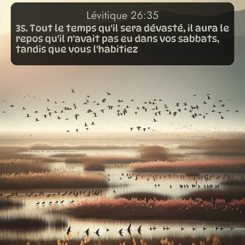 Segond Lévitique  ; image nature: image avec le verset biblique :Tout le temps qu&#039;il sera dévasté, il aura le repos qu&#039;il n&#039;avait pas eu dans vos sabbats, tandis que vous l&#039;habitiez. ;  ; 26:35