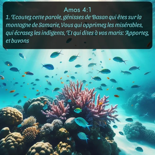 Segond Amos  ; image nature: image avec le verset biblique :Ecoutez cette parole, génisses de Basan qui êtes sur la montagne de Samarie, Vous qui opprimez les misérables, qui écrasez les indigents, Et qui dites à vos maris: Apportez, et buvons! ;  ; 4:1