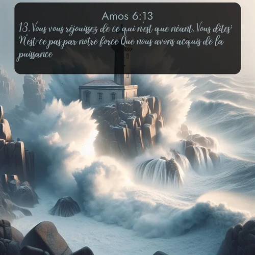 Segond Amos  ; image nature: image avec le verset biblique :Vous vous réjouissez de ce qui n&#039;est que néant, Vous dites: N&#039;est-ce pas par notre force Que nous avons acquis de la puissance? ;  ; 6:13