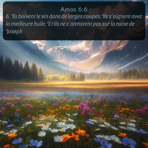Segond Amos  ; image nature: image avec le verset biblique :Ils boivent le vin dans de larges coupes, Ils s&#039;oignent avec la meilleure huile, Et ils ne s&#039;attristent pas sur la ruine de Joseph! ;  ; 6:6