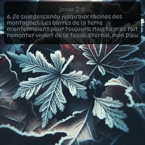 Segond Jonas  ; image nature: image avec le verset biblique :Je suis descendu jusqu&#039;aux racines des montagnes, Les barres de la terre m&#039;enfermaient pour toujours; Mais tu m&#039;as fait remonter vivant de la fosse, Eternel, mon Dieu! ;  ; 2:6