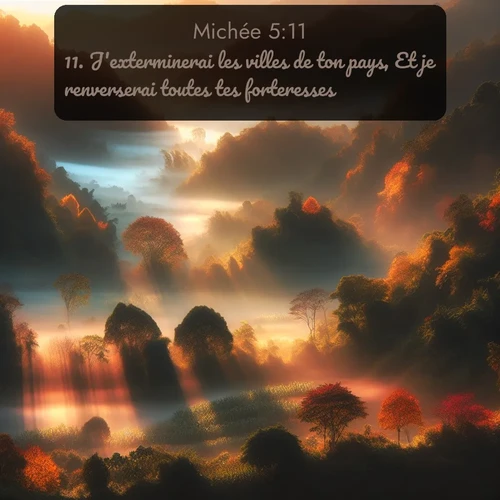 Segond Michée  ; image nature: image avec le verset biblique :J&#039;exterminerai les villes de ton pays, Et je renverserai toutes tes forteresses; ;  ; 5:11