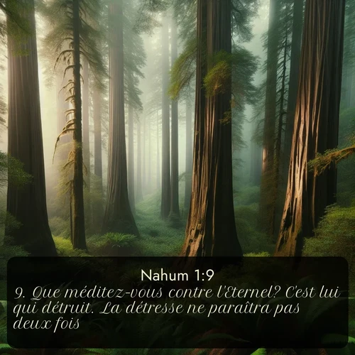 Segond Nahum  ; image nature: image avec le verset biblique :Que méditez-vous contre l&#039;Eternel? C&#039;est lui qui détruit. La détresse ne paraîtra pas deux fois. ;  ; 1:9