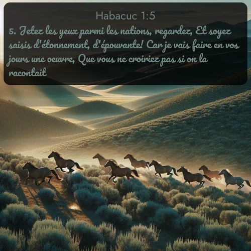 Segond Habacuc  ; image nature: image avec le verset biblique :Jetez les yeux parmi les nations, regardez, Et soyez saisis d&#039;étonnement, d&#039;épouvante! Car je vais faire en vos jours une oeuvre, Que vous ne croiriez pas si on la racontait. ;  ; 1:5