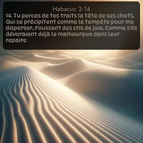 Segond Habacuc  ; image nature: image avec le verset biblique :Tu perces de tes traits la tête de ses chefs, Qui se précipitent comme la tempête pour me disperser, Poussant des cris de joie, Comme s&#039;ils dévoraient déjà le malheureux dans leur repaire. ;  ; 3:14