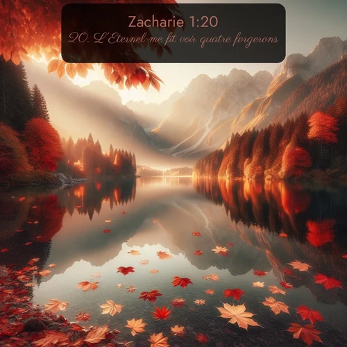 Segond Zacharie  ; image nature: image avec le verset biblique :L&#039;Eternel me fit voir quatre forgerons. ;  ; 1:20
