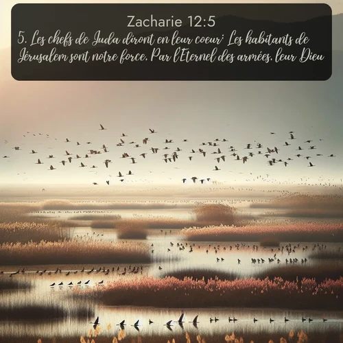 Segond Zacharie  ; image nature: image avec le verset biblique :Les chefs de Juda diront en leur coeur: Les habitants de Jérusalem sont notre force, Par l&#039;Eternel des armées, leur Dieu. ;  ; 12:5