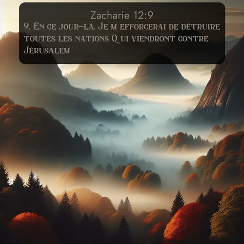 Segond Zacharie  ; image nature: image avec le verset biblique :En ce jour-là, Je m&#039;efforcerai de détruire toutes les nations Qui viendront contre Jérusalem. ;  ; 12:9