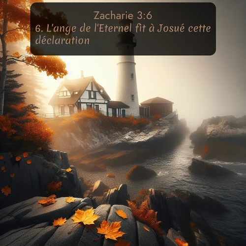 Segond Zacharie  ; image nature: image avec le verset biblique :L&#039;ange de l&#039;Eternel fit à Josué cette déclaration: ;  ; 3:6