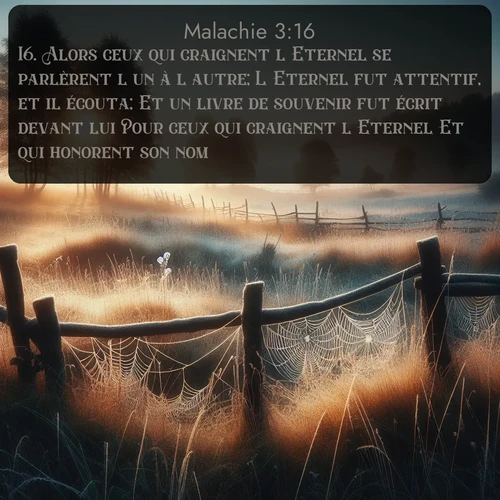 Segond Malachie  ; image nature: image avec le verset biblique :Alors ceux qui craignent l&#039;Eternel se parlèrent l&#039;un à l&#039;autre; L&#039;Eternel fut attentif, et il écouta; Et un livre de souvenir fut écrit devant lui Pour ceux qui craignent l&#039;Eternel Et qui honorent son nom. ;  ; 3:16