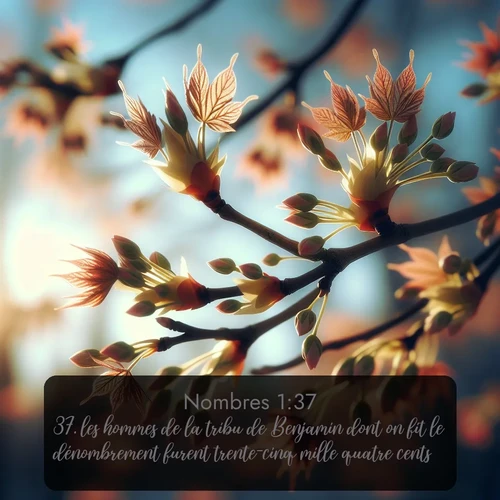Segond Nombres  ; image nature: image avec le verset biblique :les hommes de la tribu de Benjamin dont on fit le dénombrement furent trente-cinq mille quatre cents. ;  ; 1:37