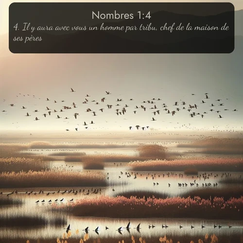 Segond Nombres  ; image nature: image avec le verset biblique :Il y aura avec vous un homme par tribu, chef de la maison de ses pères. ;  ; 1:4