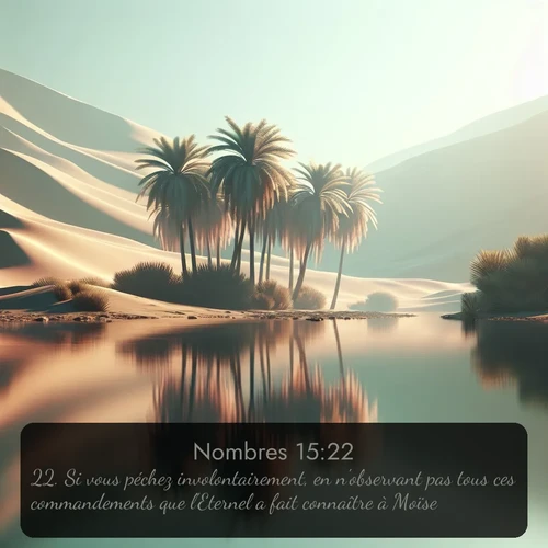 Segond Nombres  ; image nature: image avec le verset biblique :Si vous péchez involontairement, en n&#039;observant pas tous ces commandements que l&#039;Eternel a fait connaître à Moïse, ;  ; 15:22