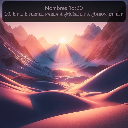 Segond Nombres  ; image nature: image avec le verset biblique :Et l&#039;Eternel parla à Moïse et à Aaron, et dit: ;  ; 16:20
