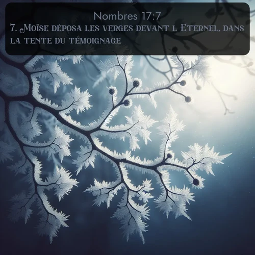 Segond Nombres  ; image nature: image avec le verset biblique :Moïse déposa les verges devant l&#039;Eternel, dans la tente du témoignage. ;  ; 17:7