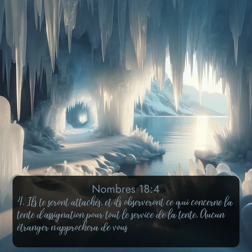 Segond Nombres  ; image nature: image avec le verset biblique :Ils te seront attachés, et ils observeront ce qui concerne la tente d&#039;assignation pour tout le service de la tente. Aucun étranger n&#039;approchera de vous. ;  ; 18:4