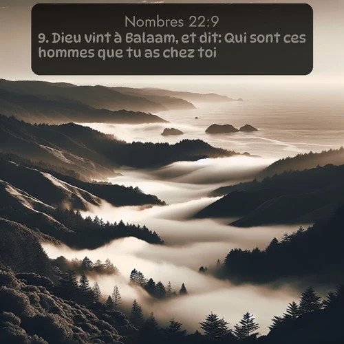 Segond Nombres  ; image nature: image avec le verset biblique :Dieu vint à Balaam, et dit: Qui sont ces hommes que tu as chez toi? ;  ; 22:9
