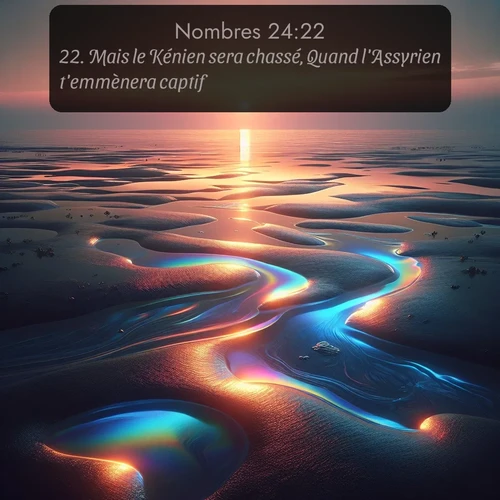 Segond Nombres  ; image nature: image avec le verset biblique :Mais le Kénien sera chassé, Quand l&#039;Assyrien t&#039;emmènera captif. ;  ; 24:22