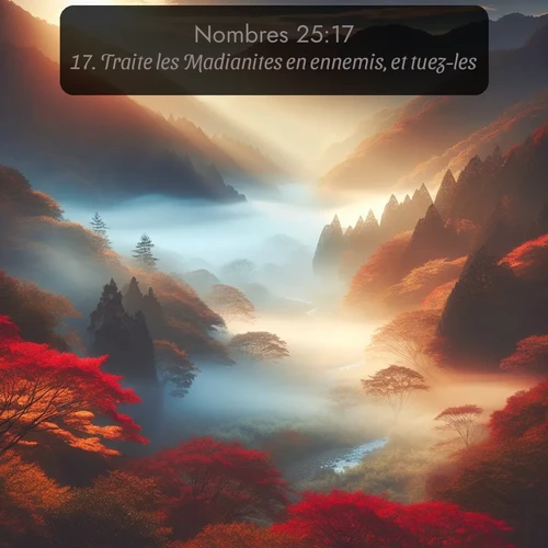 Segond Nombres  ; image nature: image avec le verset biblique :Traite les Madianites en ennemis, et tuez-les; ;  ; 25:17
