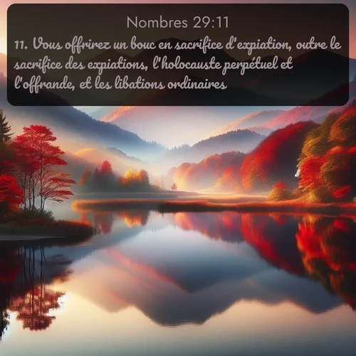 Segond Nombres  ; image nature: image avec le verset biblique :Vous offrirez un bouc en sacrifice d&#039;expiation, outre le sacrifice des expiations, l&#039;holocauste perpétuel et l&#039;offrande, et les libations ordinaires. ;  ; 29:11