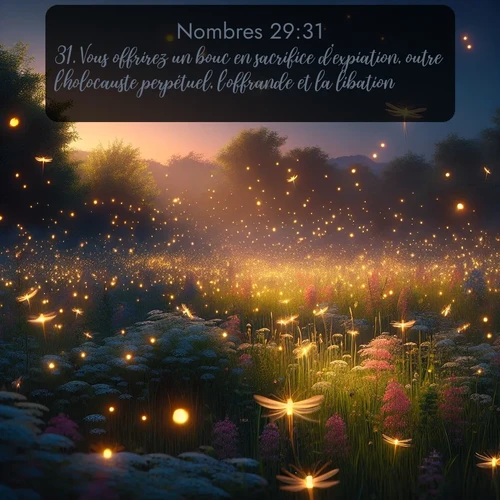 Segond Nombres  ; image nature: image avec le verset biblique :Vous offrirez un bouc en sacrifice d&#039;expiation, outre l&#039;holocauste perpétuel, l&#039;offrande et la libation. - ;  ; 29:31